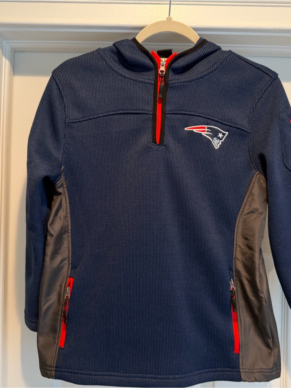 NFL New England Patriots navy blue quarter zip sweatshirt
